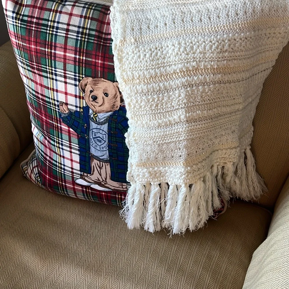 Ralph Lauren Cream Long Scarf (Touch of Sparkle) NWOT